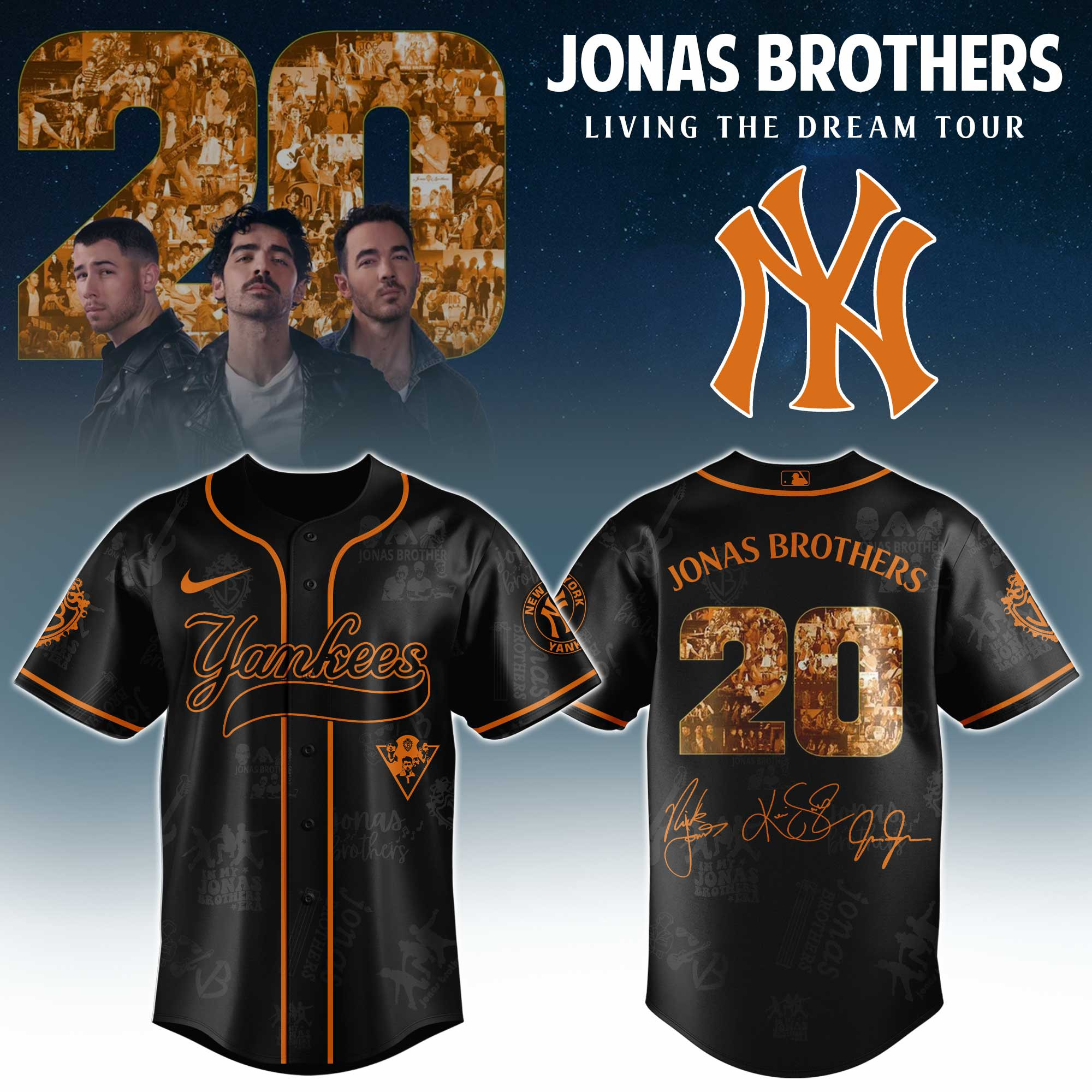 New York Yankees Mlb X Jonas Brothers Tour Personalized Baseball Jersey For Fans-1