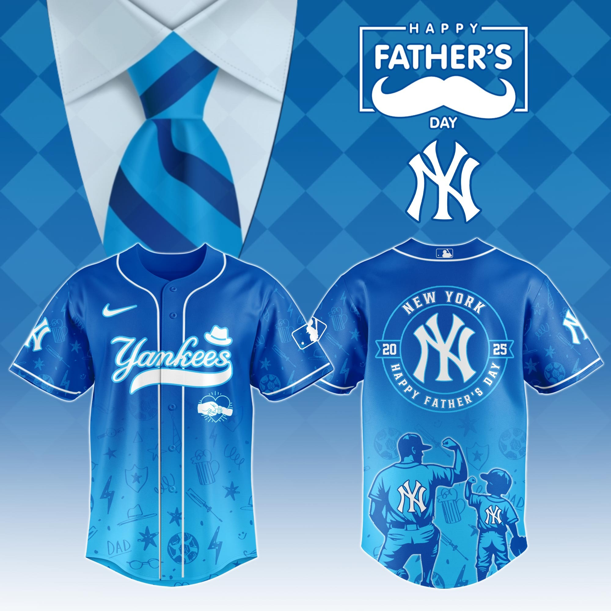 New York Yankees Special Father's Day 2025 Limited Edition Jersey New York Yankees Merch-1