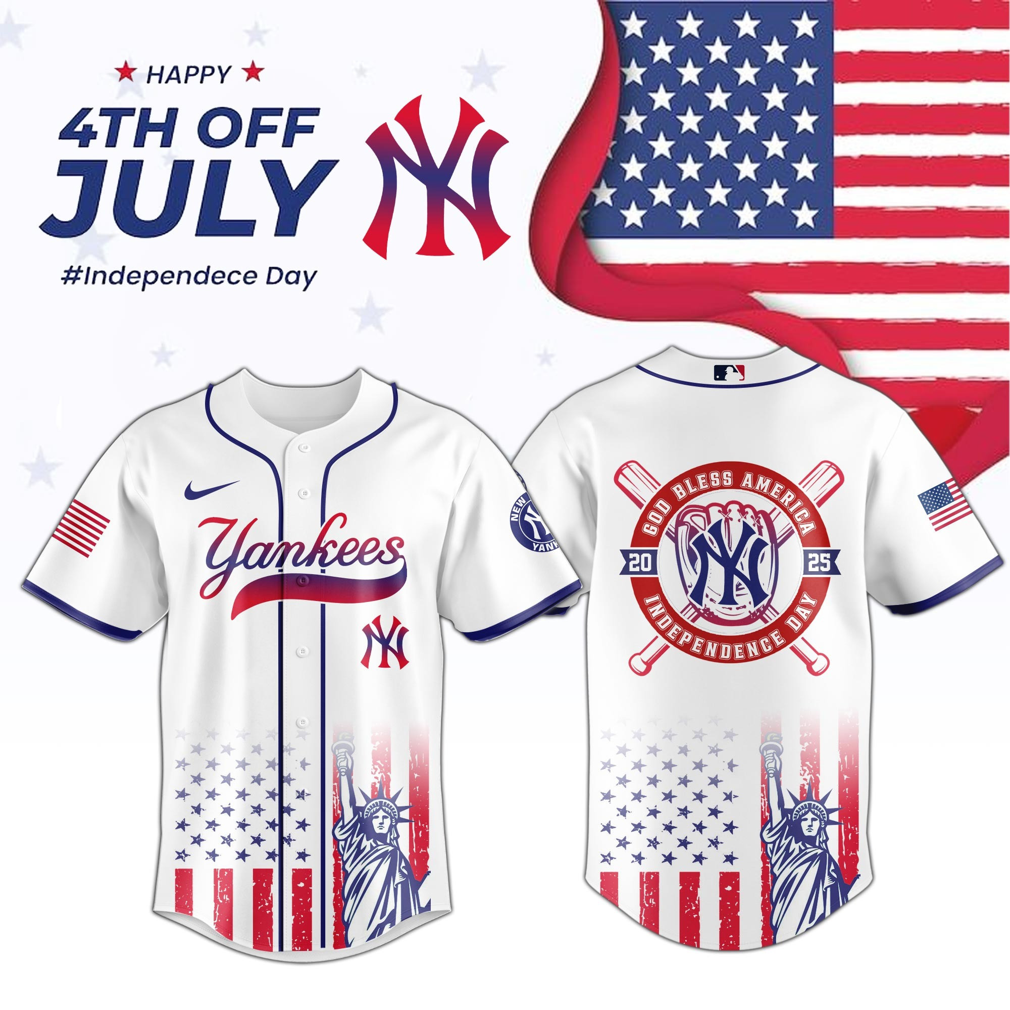 New York Yankees Special Independence Day Limited Edition Jersey New York Yankees Merch-1