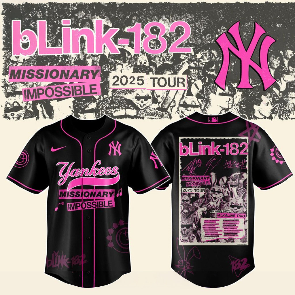 New York Yankees X Blink 182 Missionary Impossible Tour 2025 Jersey Yankees Merch Wife Gift-1