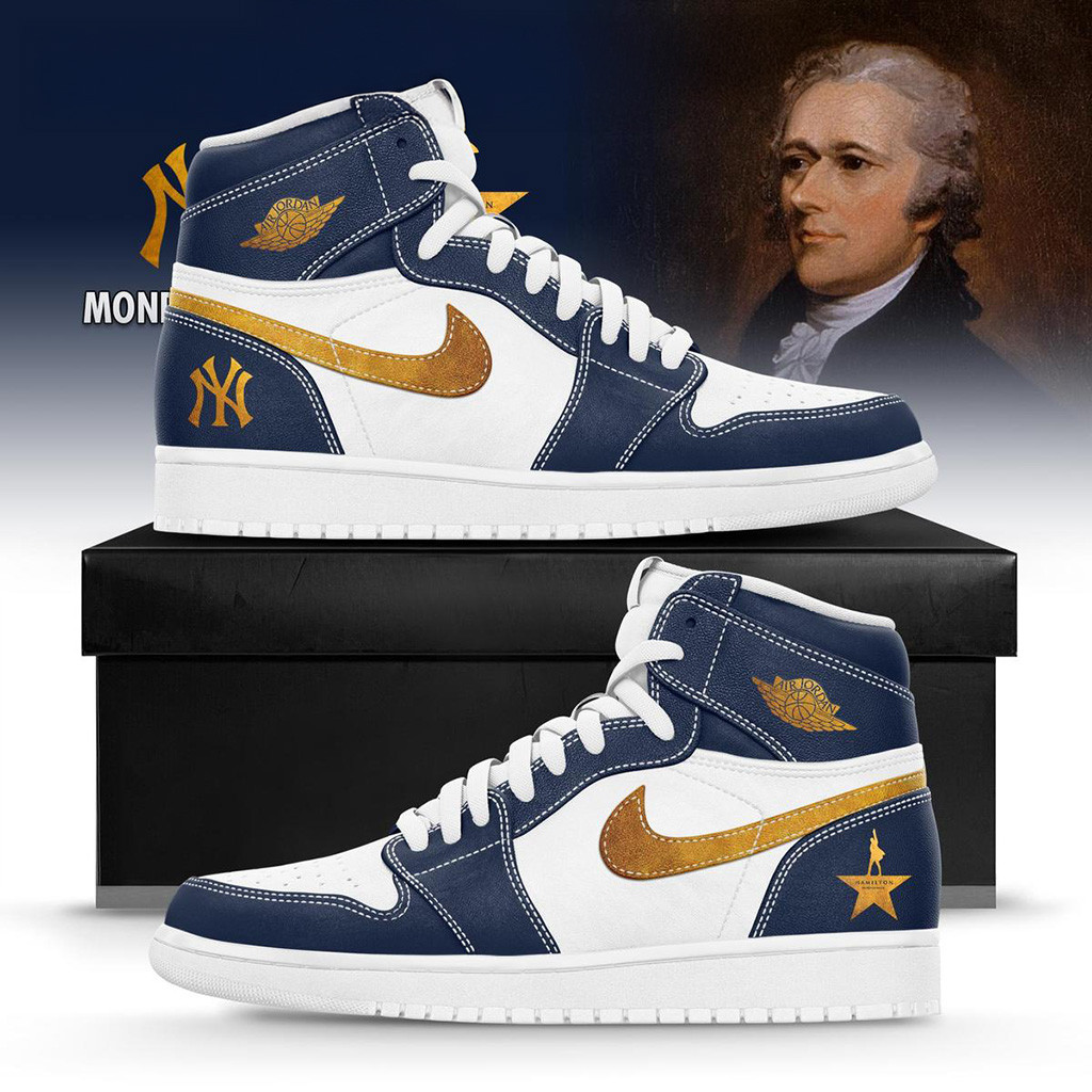 New York Yankees X Hamilton Air Jordan 1 Shoes Yankees Merch Gifts For Husband-1