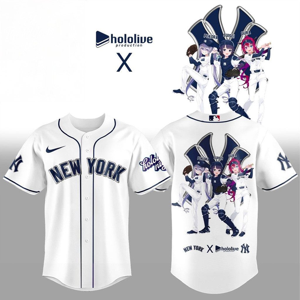 New York Yankees X Hololive Night Collaboration Jersey Yankees Merch Gifts For Baseball Lovers-1