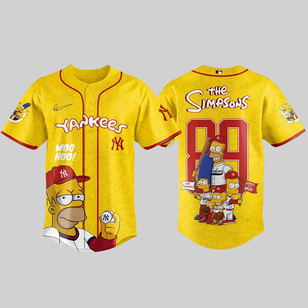 New York Yankees X The Simpsons Baseball Jersey New York Yankees Merch Baseball Fans Gifts-1