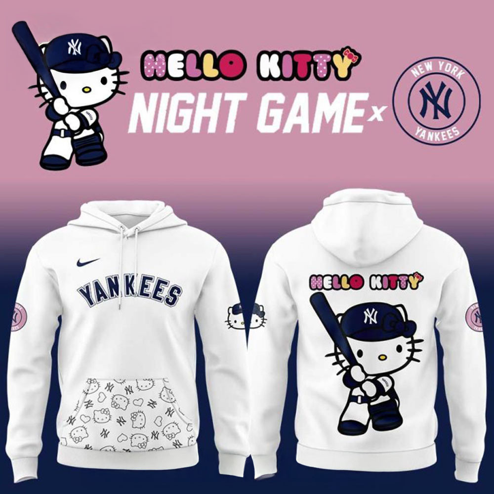 New York Yankees x Hello Kitty Night Game Hoodie Best Father's Day Gifts For Husband-1