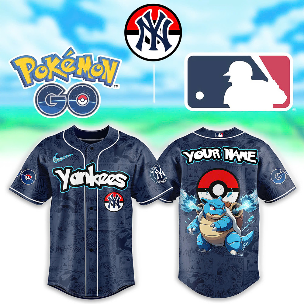 New York Yankees x Pokemon Go Blastoise Jersey Best Gifts For Baseball Fans-1