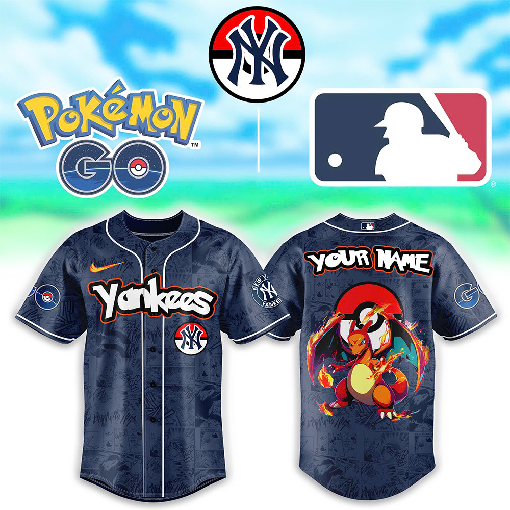 New York Yankees x Pokemon Go Charizard Jersey Baseball Lover Gift Ideas-1