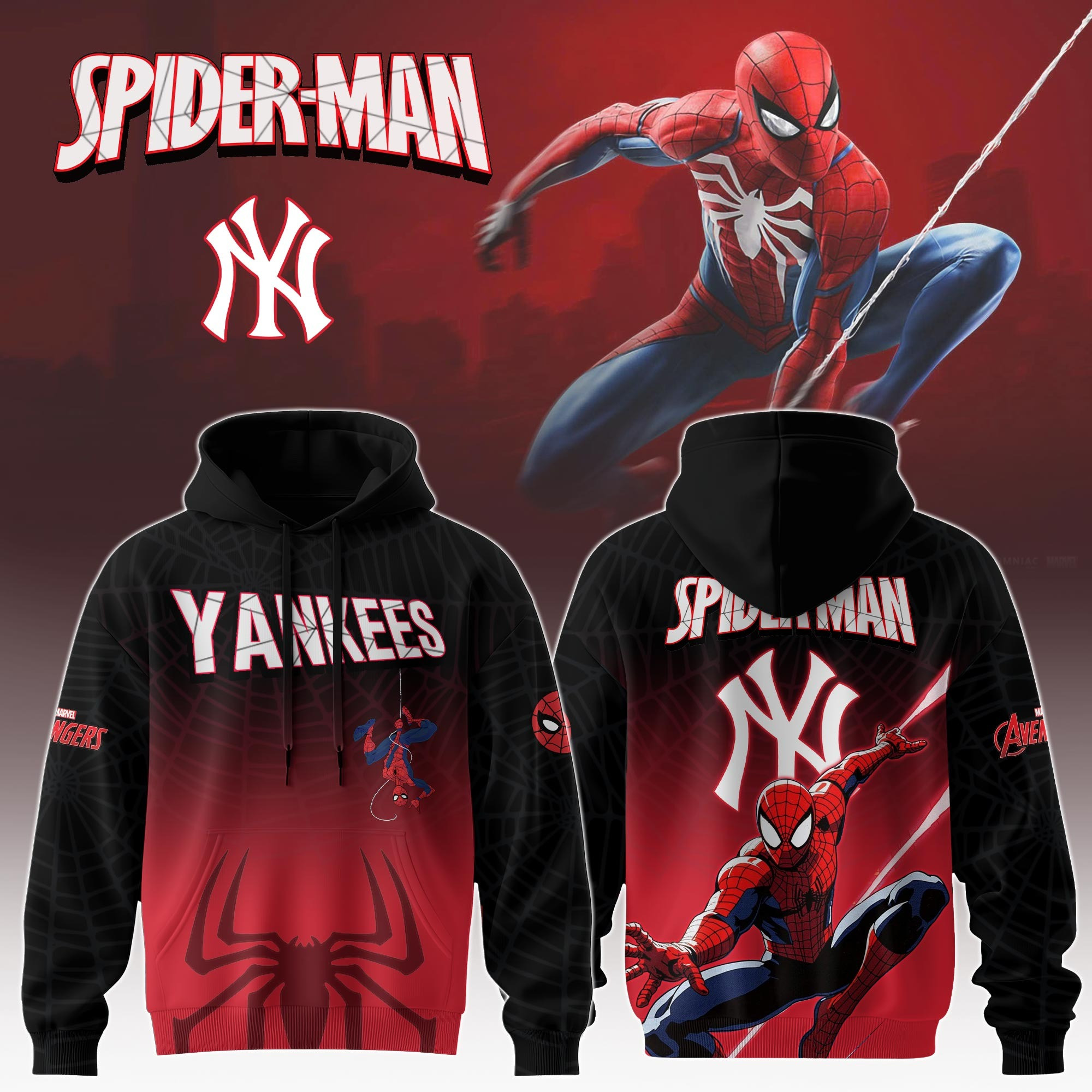 New York Yankees x Spider Man Game Night Special Edition Hoodie New York Yankees Merch-1