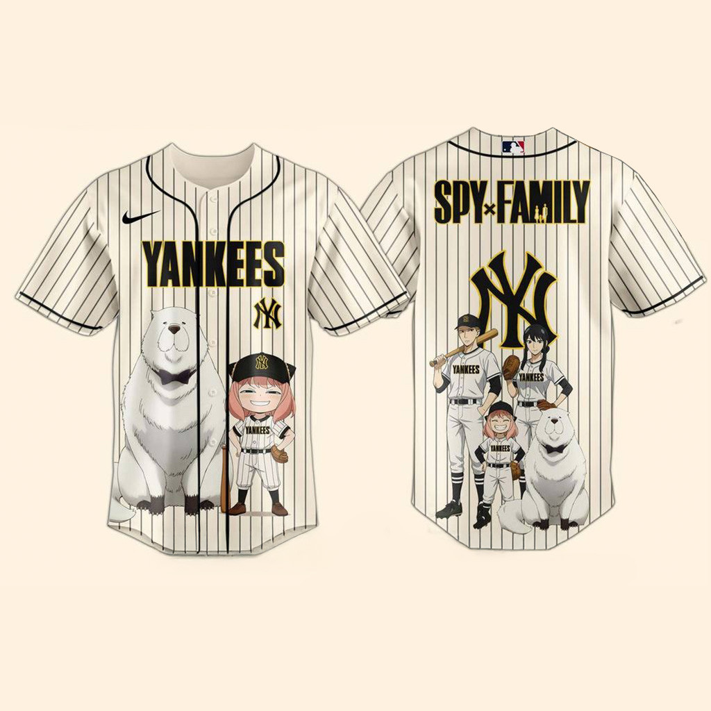 New York Yankees x Spy Family Baseball Jersey New York Yankees Merch Best Friends Gifts-1