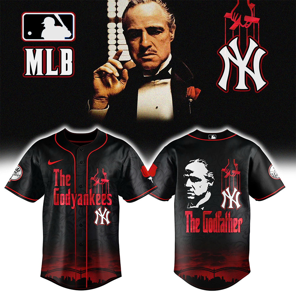 New York Yankees x The Godfather Baseball Jersey Gifts For Baseball Lovers-1