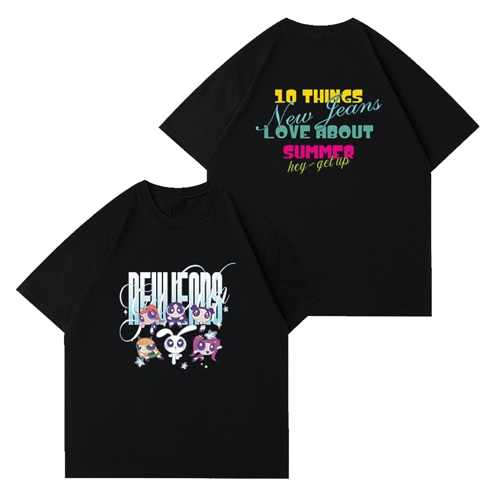 NewJeans Merch T-Shirt Kpop NewJeans GET UP X The Powerpuff Girls Member Tee Gifts For Fans-1