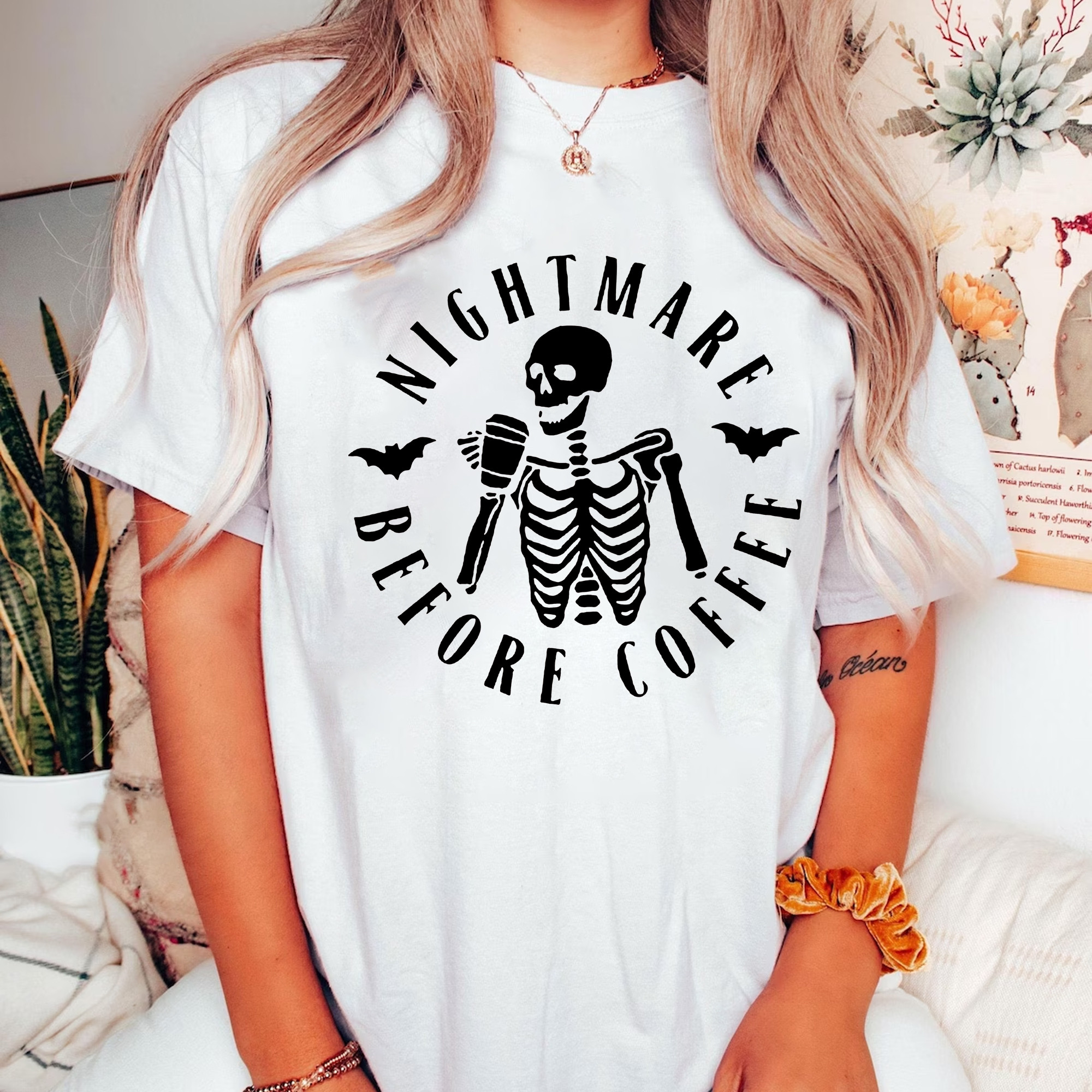 Nightmare Before Coffee T-Shirt Funny Skeleton Shirt Best Gifts For Halloween-1