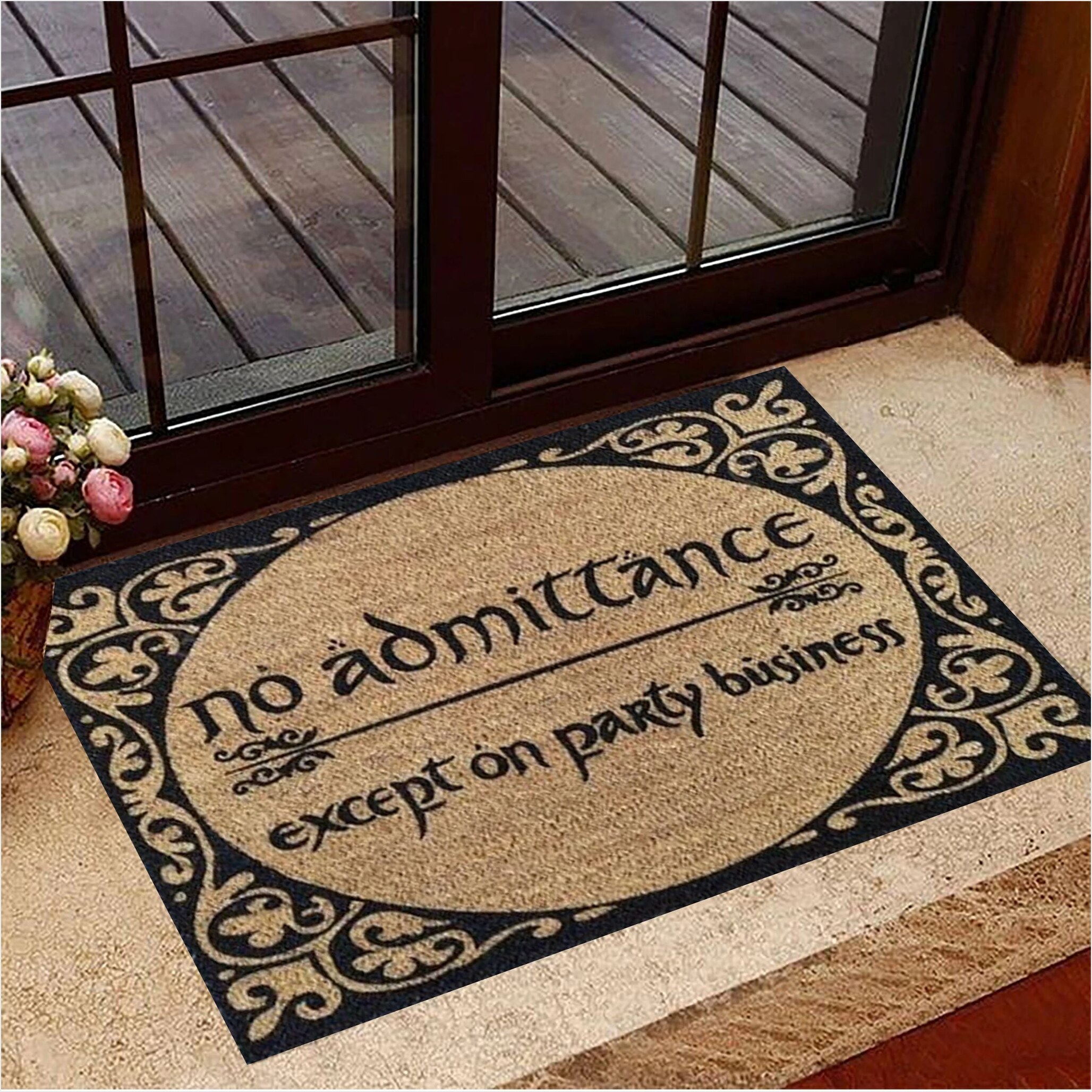 No Admittance Except On Party Business Doormat Funny Front Door Mat Entrance Rug Outdoor-1