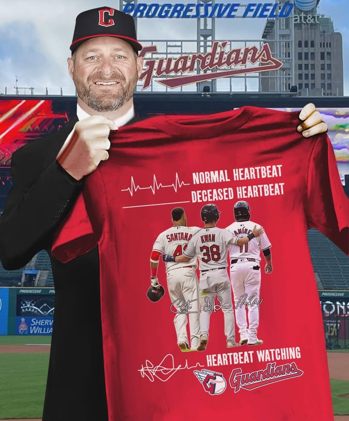 Normal Heartbeat Deceased Heartbeat Watching Cleveland Guardians T-Shirt Gifts For Baseball Fans-1