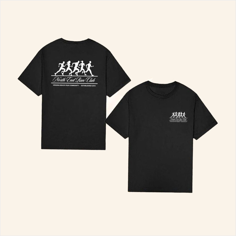 North End Run Club Merch Fleet T-Shirt Black Gifts For Besties Birthday Gifts For Him-1