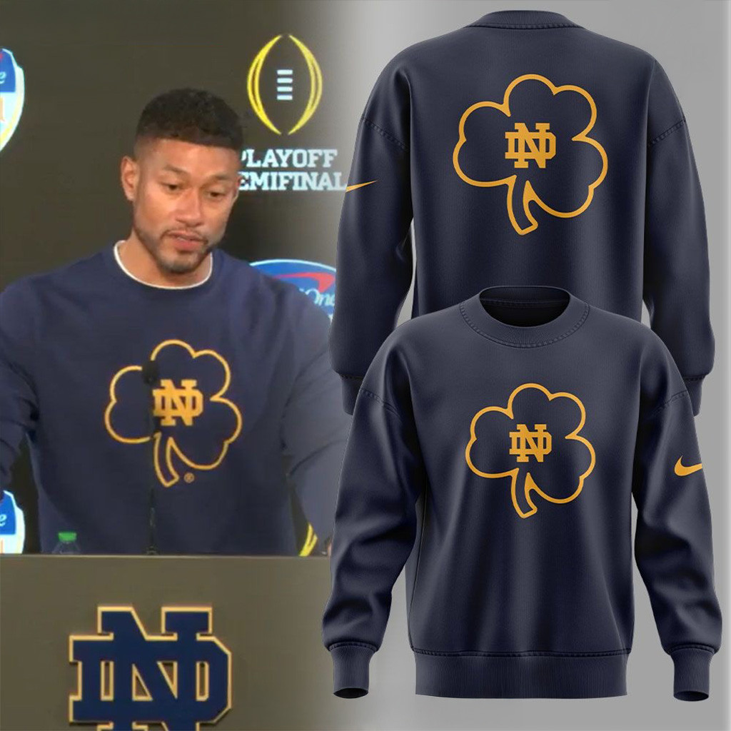 Notre Dame Coach Marcus Freeman Clover Sweatshirt Best Gifts For Husband-1