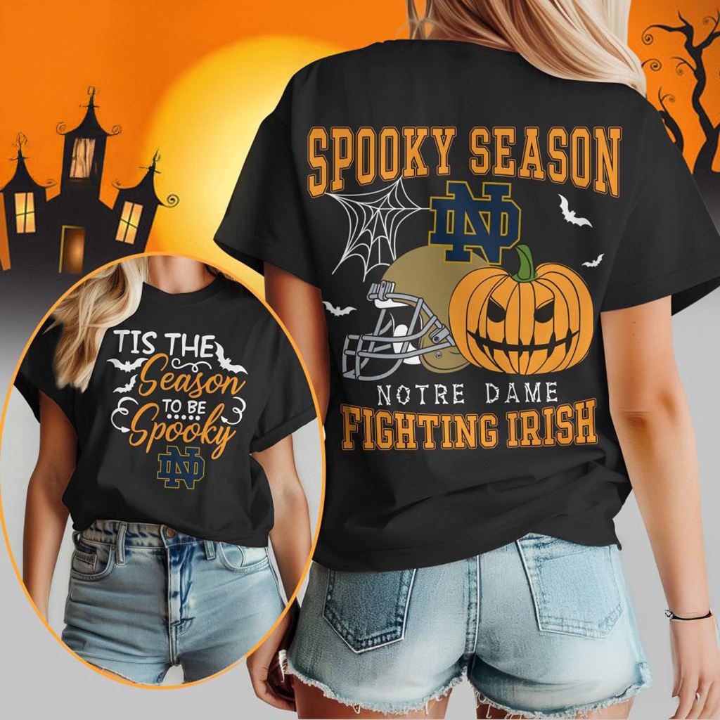 Notre Dame Fighting Irish 2025 NCAA Halloween Spooky Season Vintage T-Shirt Fan Merch-1