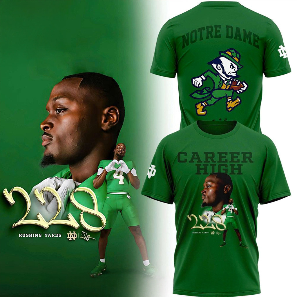 Notre Dame Fighting Irish 228 Rushing Yards T-Shirt Fan Merch Gifts For Football Fan-1