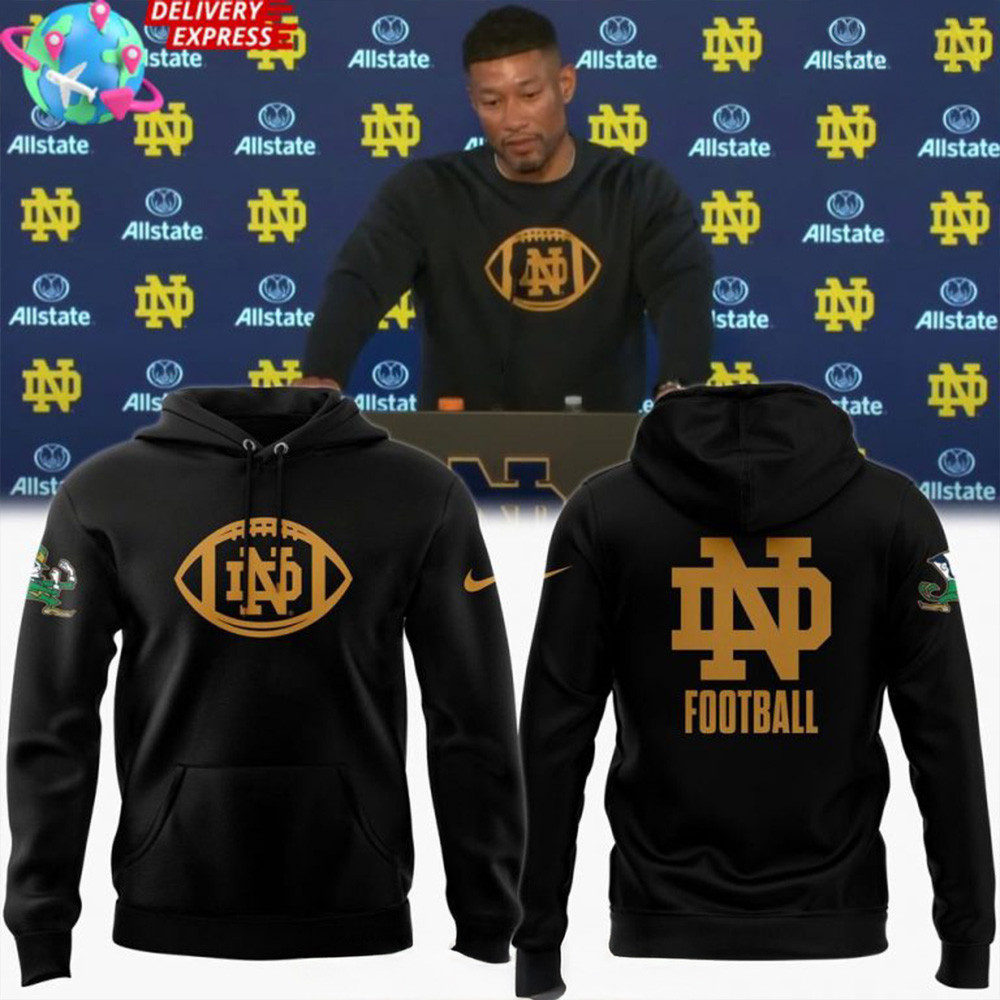 Notre Dame Fighting Irish Football 2025 Black Hoodie Father's Day Presents For Husband-1