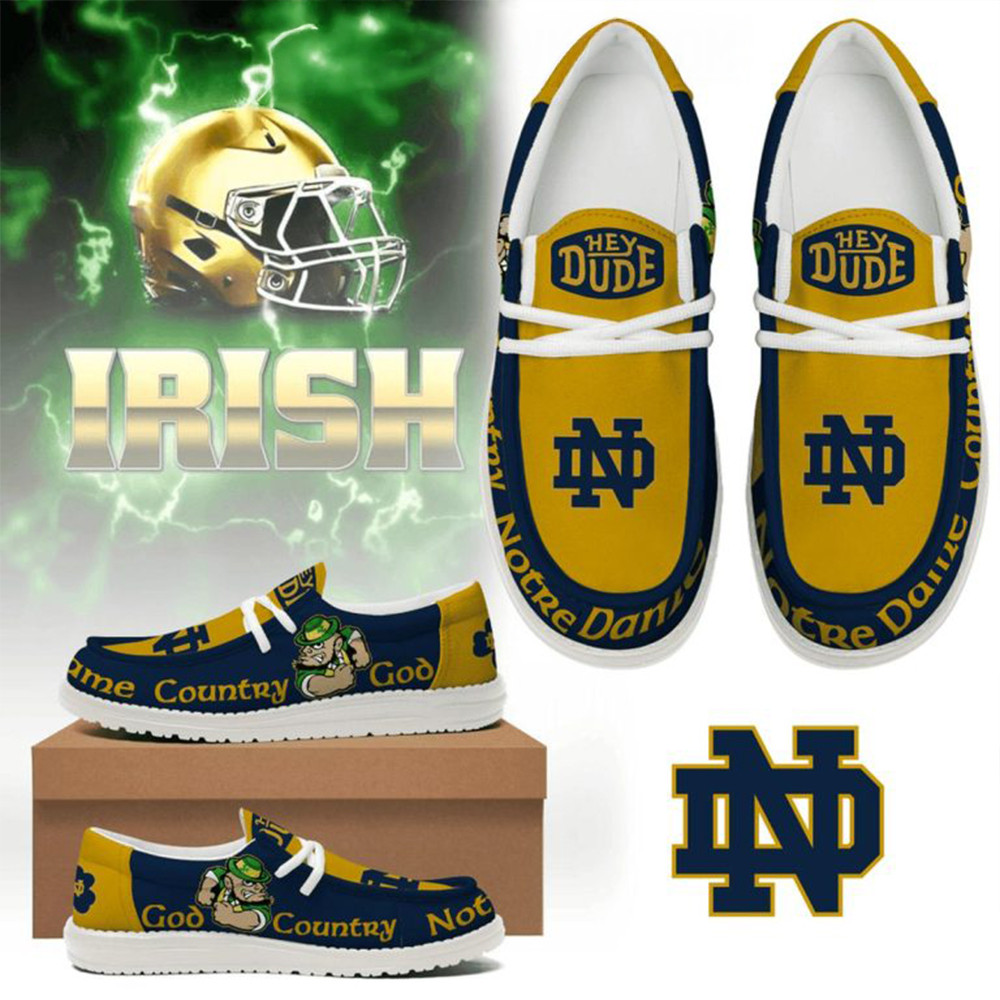 Notre Dame Fighting Irish God Country 2025 Hey Dude Shoes Best Gifts For Football Fans-1