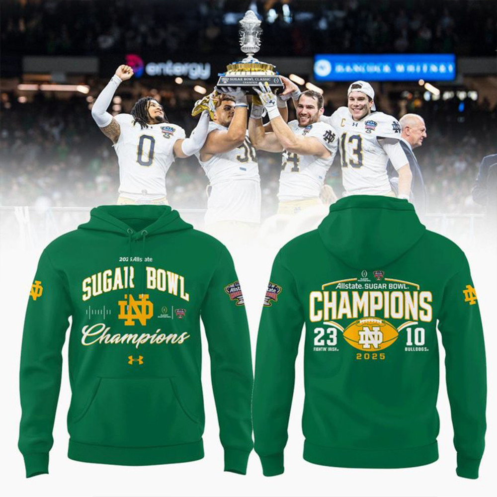 Notre Dame Fighting Irish Sugar Bowl Champions Green Hoodie Unique Gifts For Football Fans-1