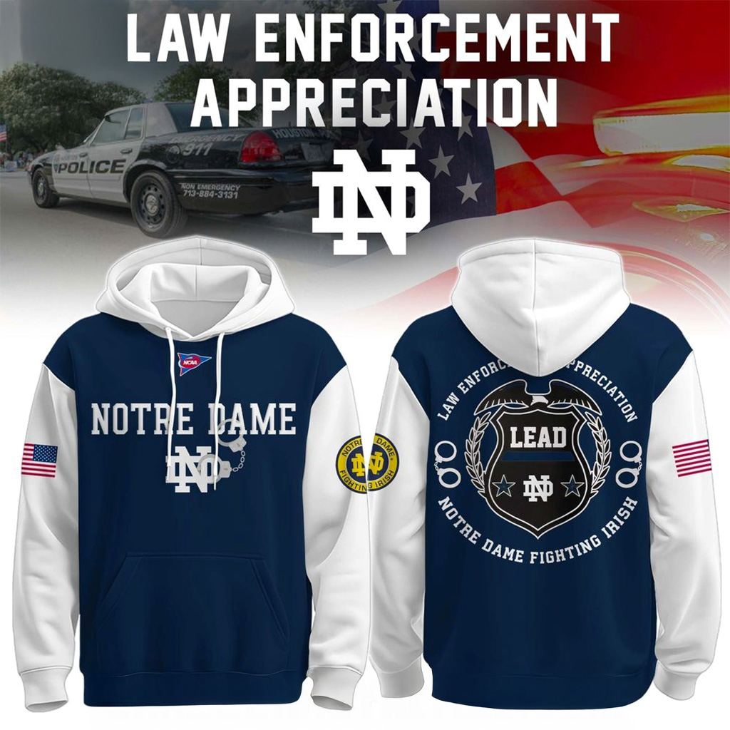 Notre Dame Fighting Irish x Law Enforcement Appreciation Day Hoodie Xmas Gifts For Dad-1