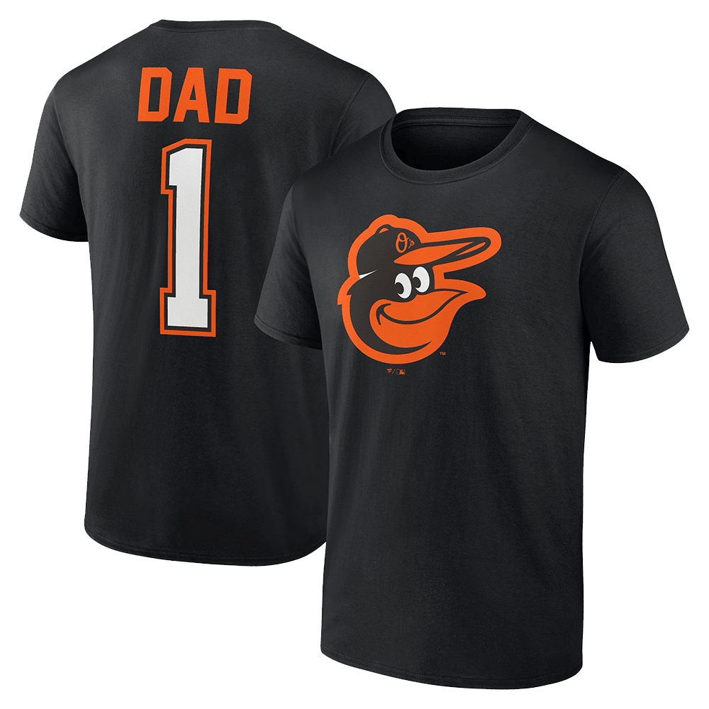 Number 1 Dad Merch Black Baltimore Orioles Father's Day Number 1 Dad T-Shirt Orioles Merch-1