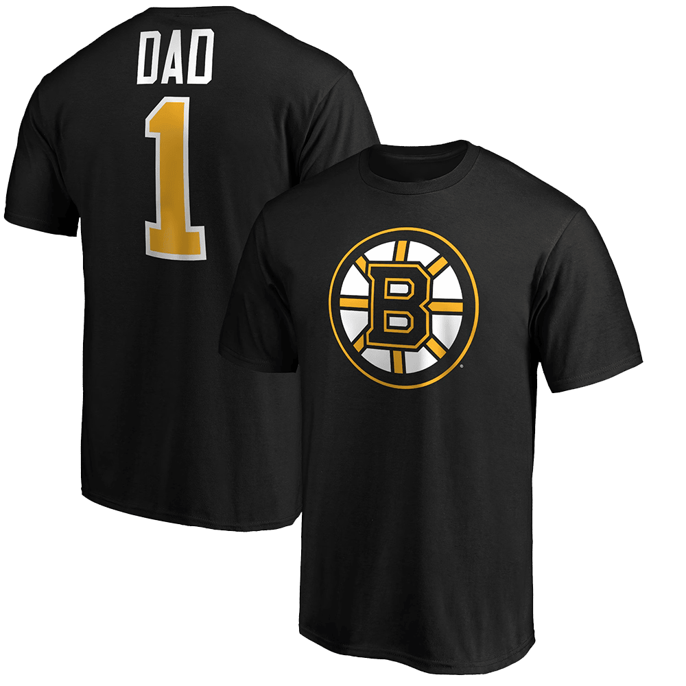 Number 1 Dad Merch Black Boston Bruins Number 1 Dad Logo T-Shirt Boston Bruins Merch For Fans-1