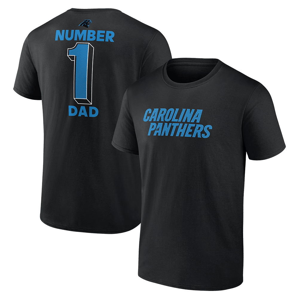 Number 1 Dad Merch Black Carolina Panthers Number 1 Dad T-Shirt Carolina Panthers Merch-1