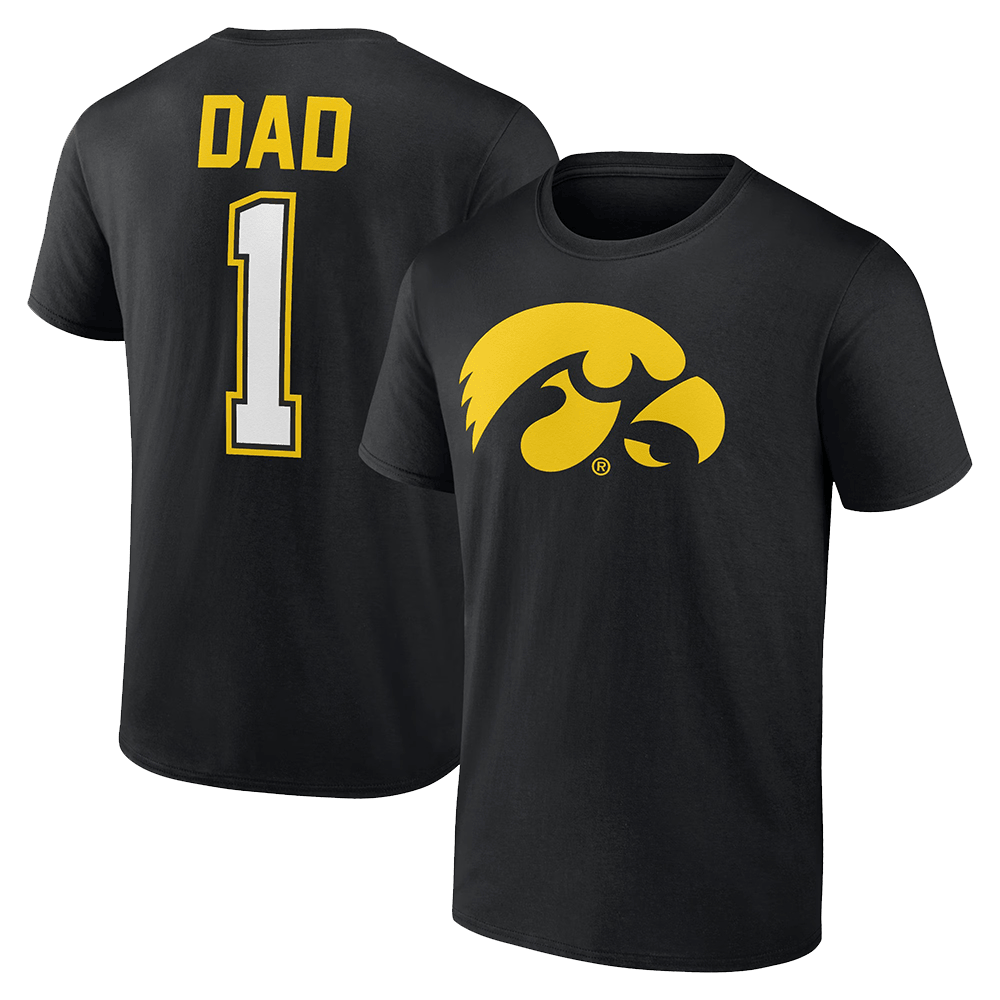 Number 1 Dad Merch Black Iowa Hawkeyes Fathers Day Number 1 Dad T-Shirt Iowa Hawkeyes Merch-1