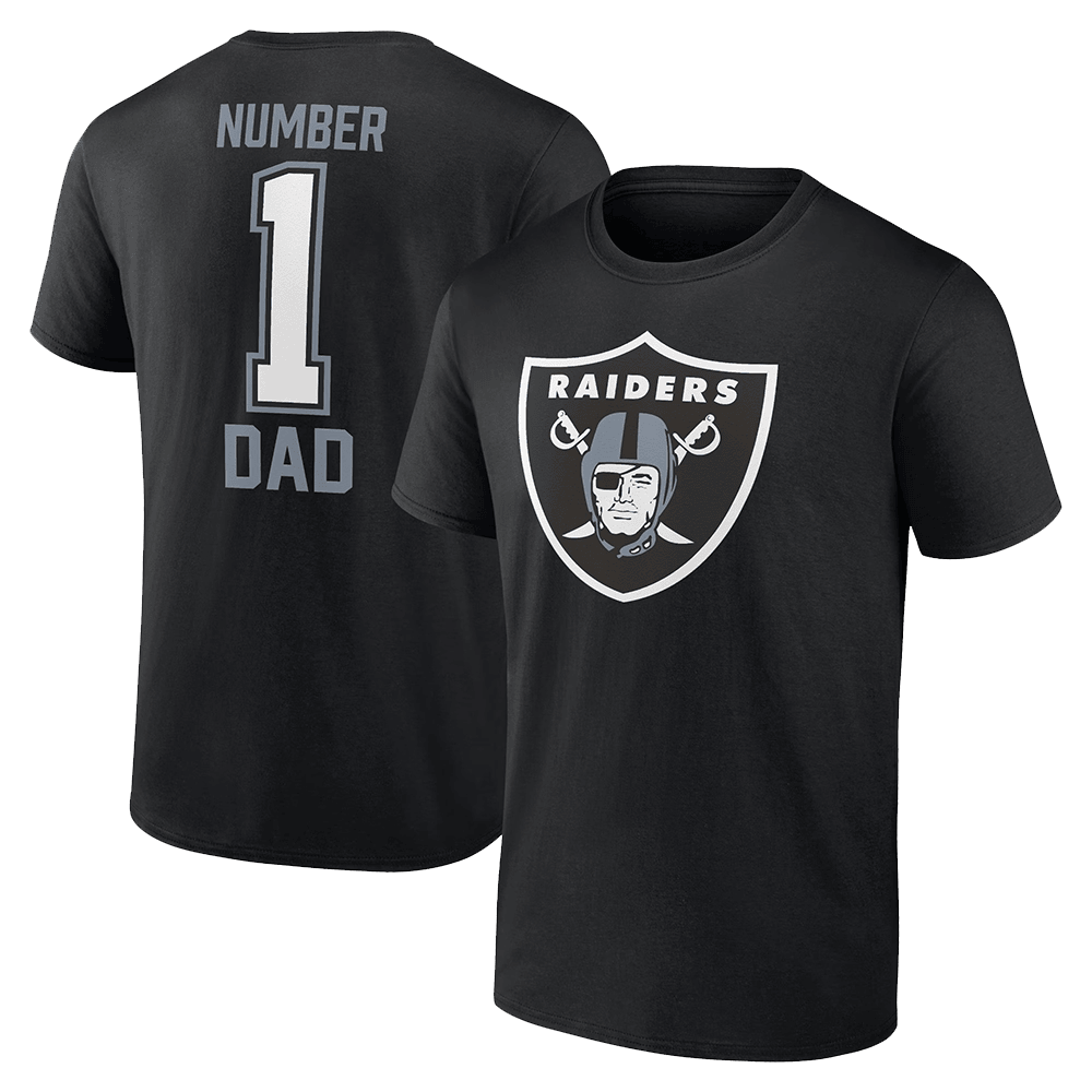 Number 1 Dad Merch Black Las Vegas Raiders Number 1 Dad T-Shirt Best Father's Day Gifts-1