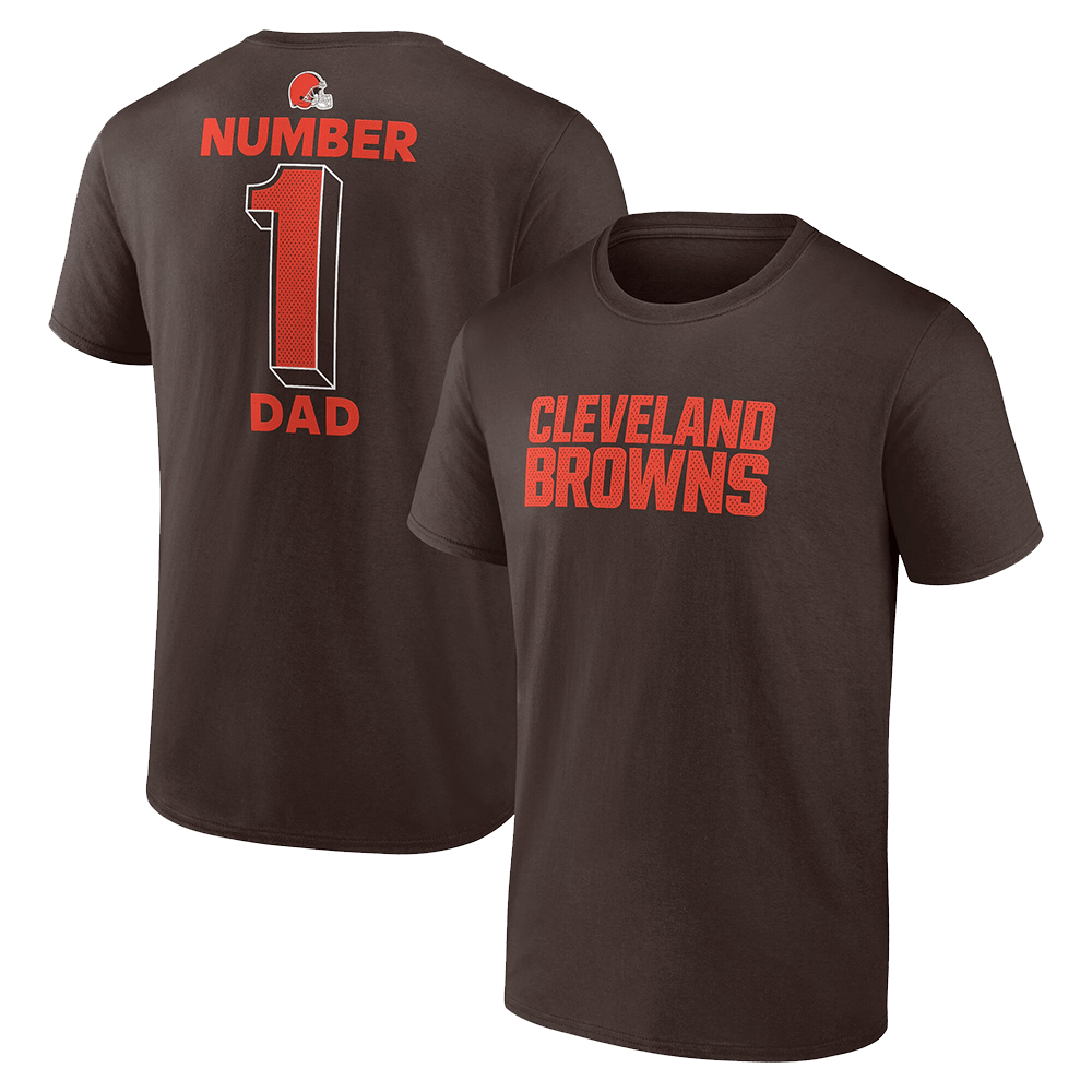 Number 1 Dad Merch Brown Cleveland Browns Number 1 Dad T-Shirt Fathers Day Presents-1