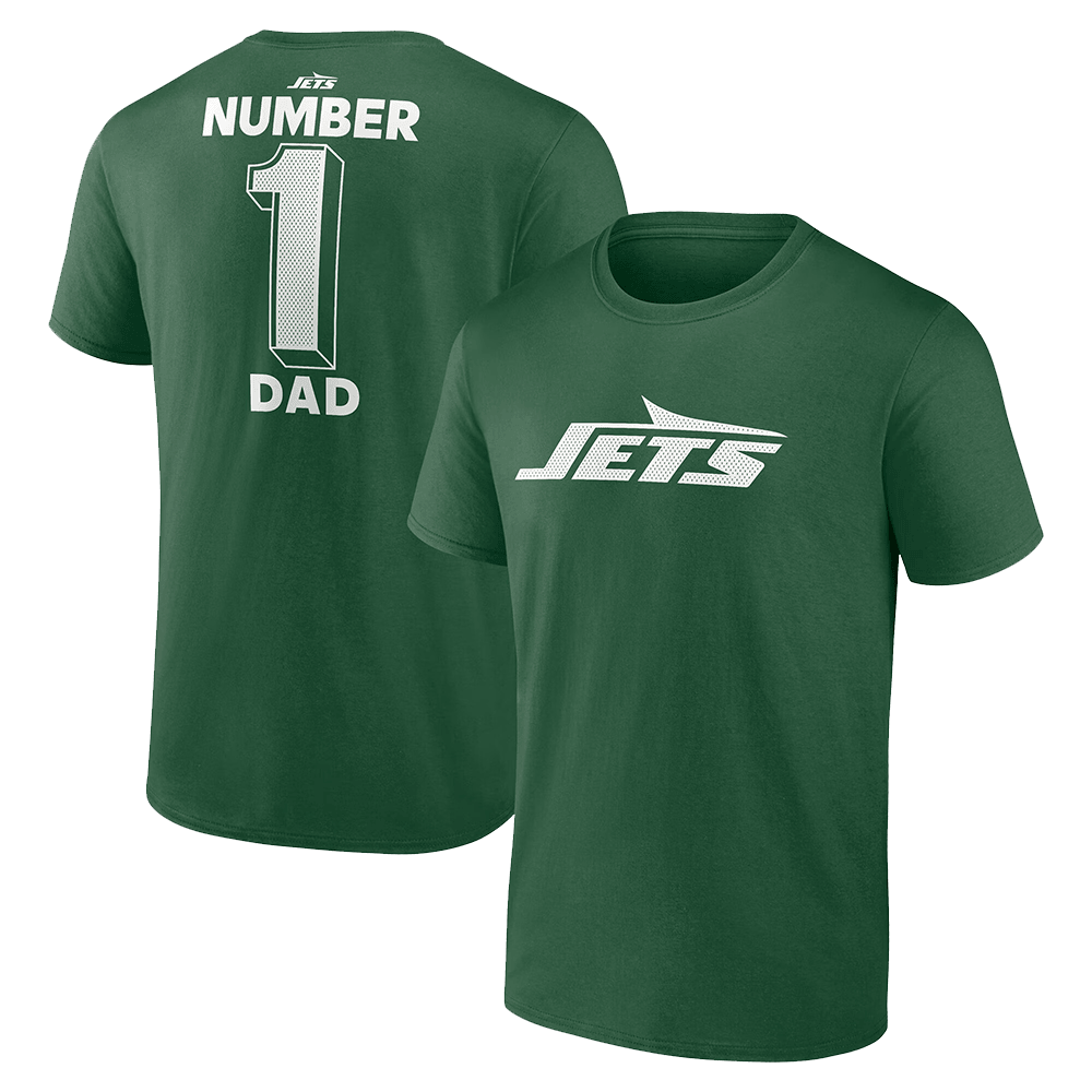 Number 1 Dad Merch Green New York Jets Number 1 Dad T-Shirt First Fathers Day Gift Ideas-1
