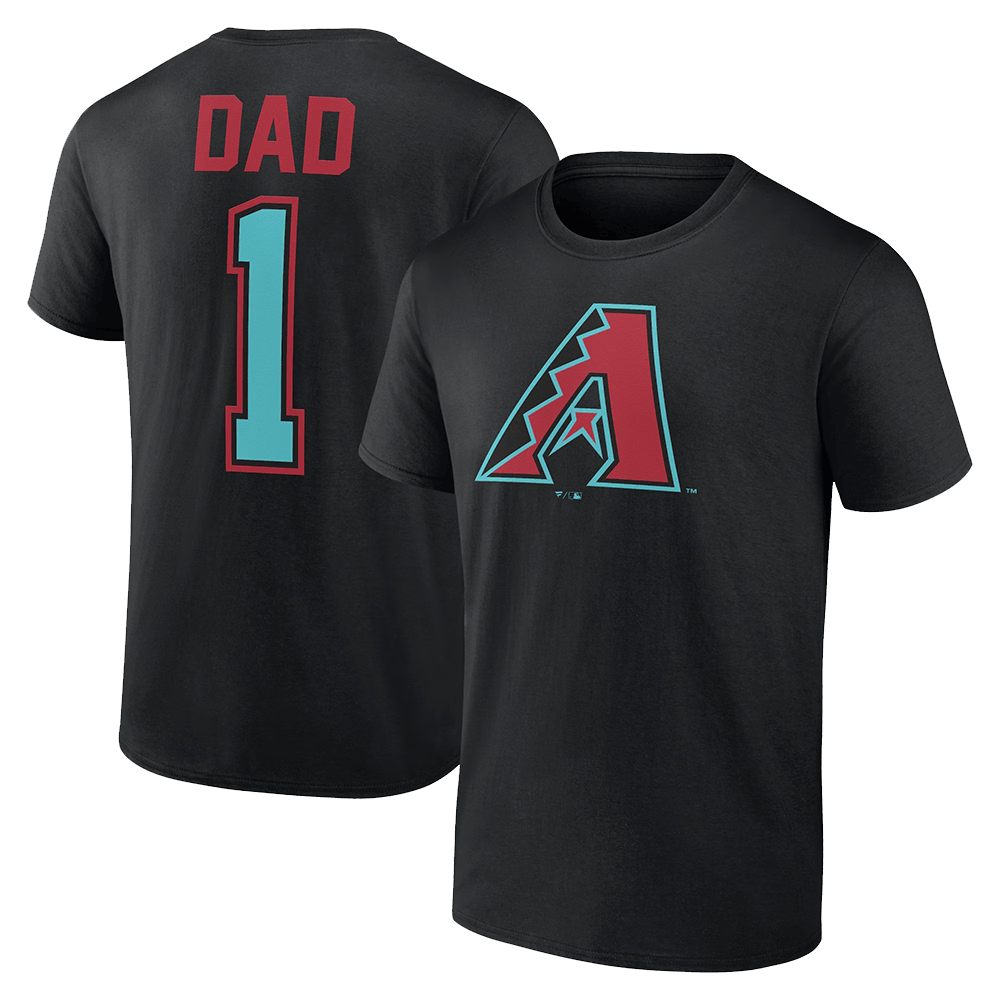 Number 1 Dad Merch Mens Black Arizona Diamondbacks Father's Day Number 1 Dad T-Shirt-1