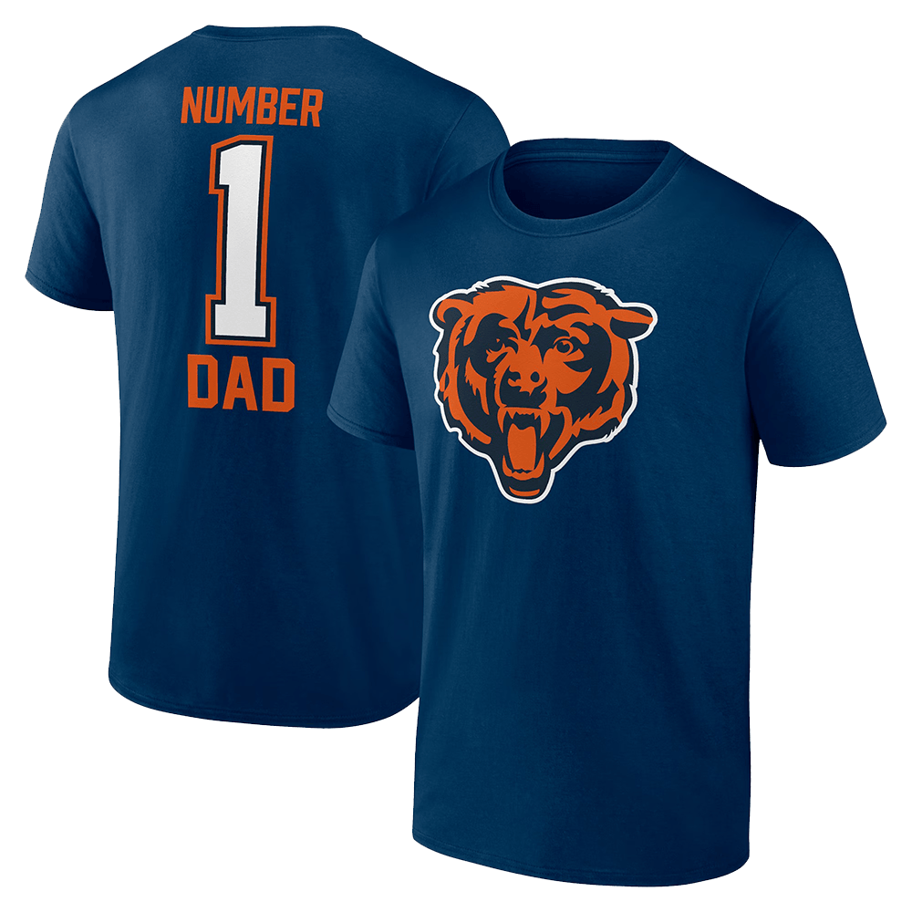 Number 1 Dad Merch Navy Chicago Bears Fathers Day Number 1 Dad T-Shirt Chicago Bears Merch-1