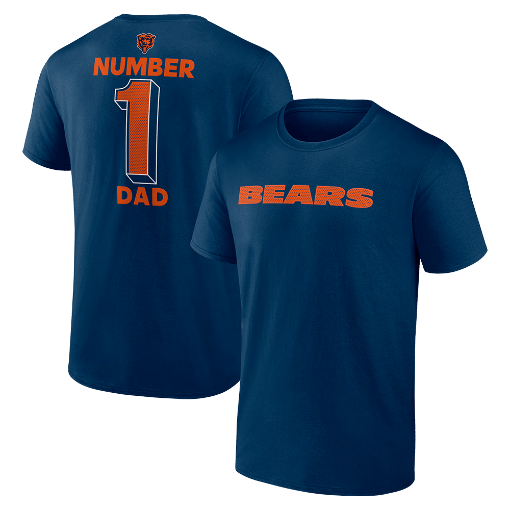 Number 1 Dad Merch Navy Chicago Bears Number 1 Dad T-Shirt Chicago Bears Merch Fans Gifts-1