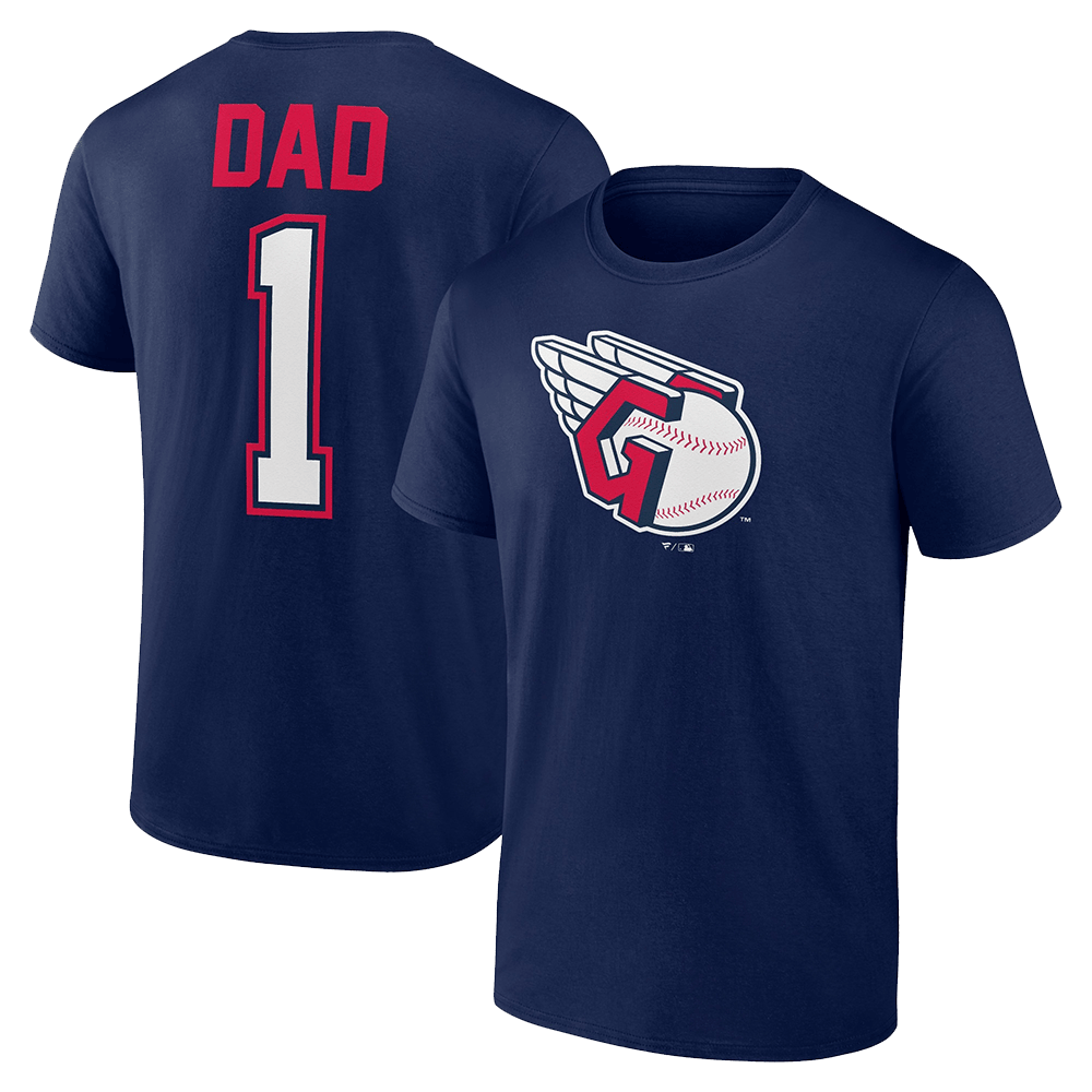 Number 1 Dad Merch Navy Cleveland Guardians Fathers Day Number 1 Dad Shirt Guardians Merch-1