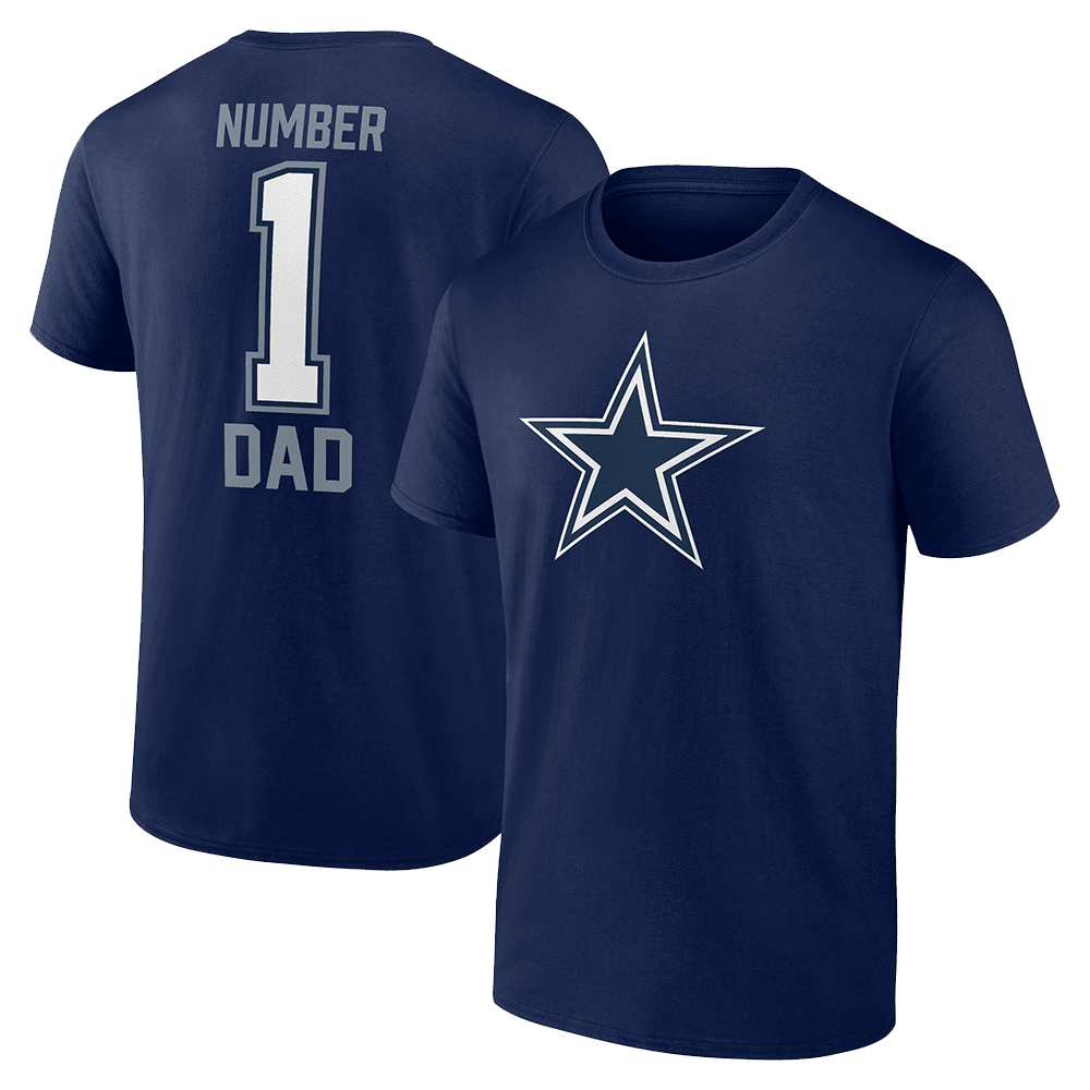 Number 1 Dad Merch Navy Dallas Cowboys Fathers Day Number 1 Dad T-Shirt Gifts For Husband-1