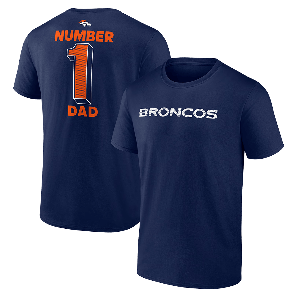 Number 1 Dad Merch Navy Denver Broncos Number 1 Dad T-Shirt Denver Broncos Merch Dad Gifts-1