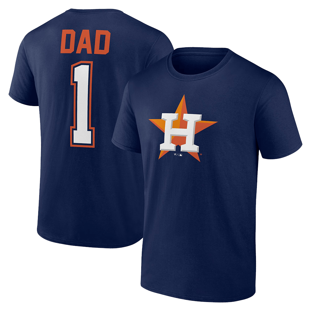 Number 1 Dad Merch Navy Houston Astros Fathers Day Number 1 Dad T-Shirt Houston Astros Merch-1