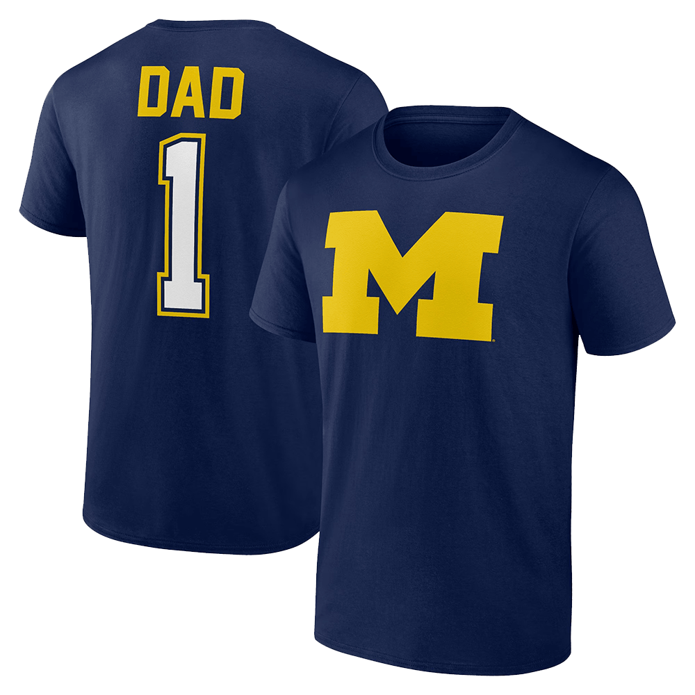 Number 1 Dad Merch Navy Michigan Wolverines Fathers Day Number 1 Dad T-Shirt Wolverines Merch-1