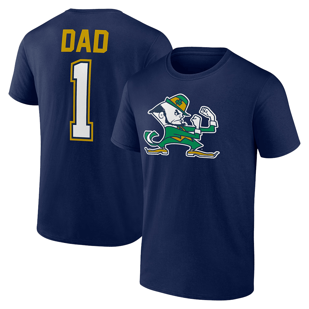 Number 1 Dad Merch Navy Notre Dame Fighting Irish Father's Day Number 1 Dad T-Shirt Fans Gifts-1