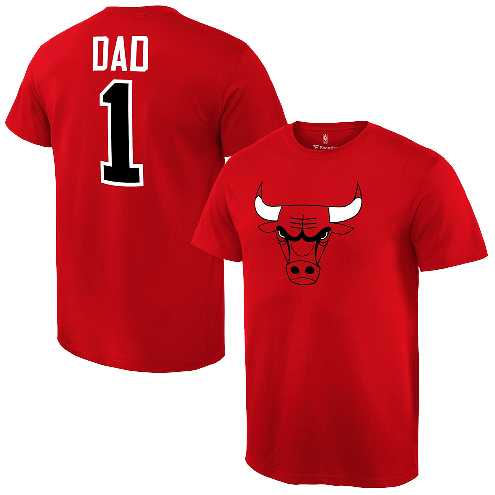 Number 1 Dad Merch Red Chicago Bulls Number 1 Dad T-Shirt Chicago Bulls Merch Father's Day Gifts-1
