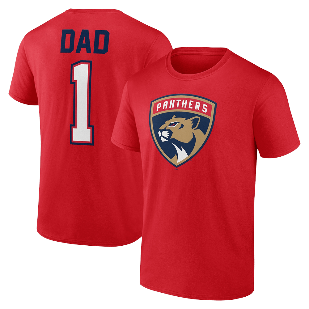 Number 1 Dad Merch Red Florida Panthers Father's Day Number 1 Dad Shirt Florida Panthers Merch-1