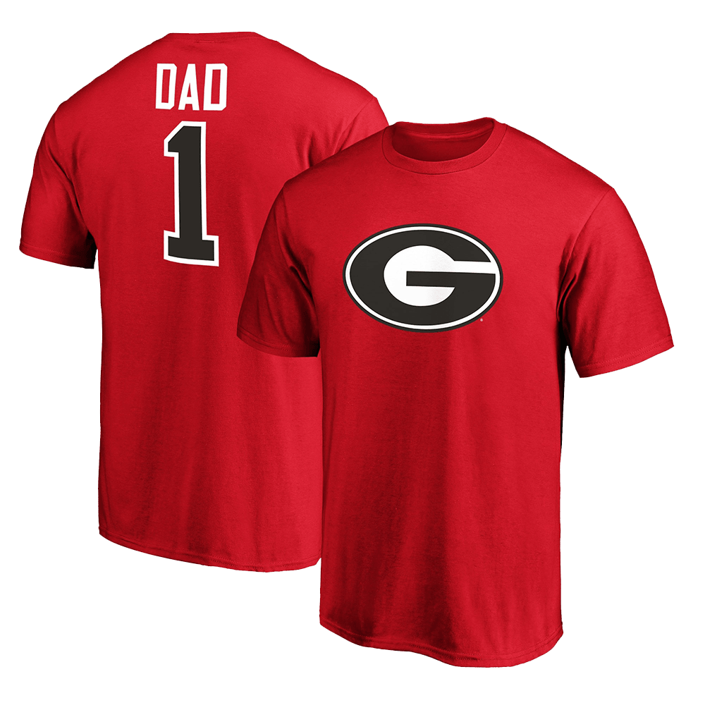 Number 1 Dad Merch Red Georgia Bulldogs Number 1 Dad T-Shirt Georgia Bulldogs Merch-1
