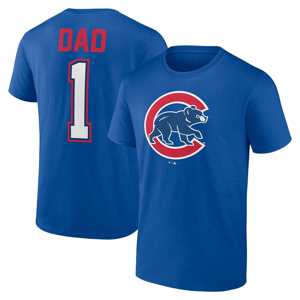 Number 1 Dad Merch Royal Chicago Cubs Father's Day Number 1 Dad T-Shirt Chicago Cubs Merch-1