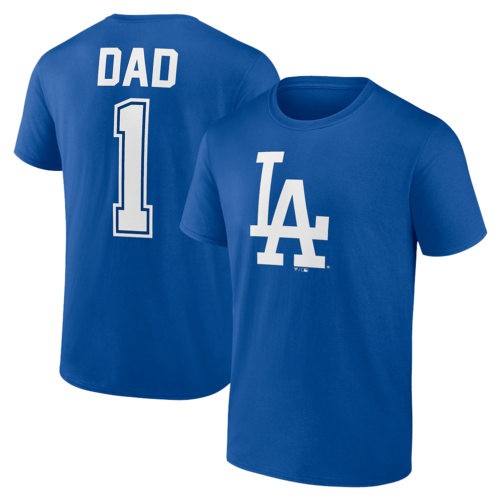 Number 1 Dad Merch Royal Los Angeles Dodgers Father's Day Number 1 Dad Shirt Baseball Fan Gifts-1