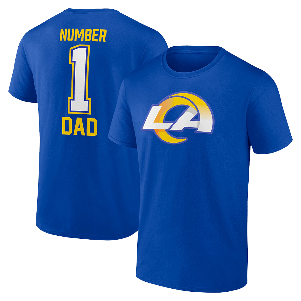Number 1 Dad Merch Royal Los Angeles Rams Father's Day Number 1 Dad T-Shirt Husband Gifts-1