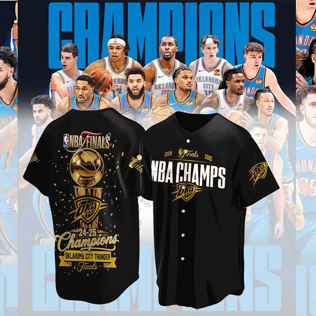 OKC Championship Merch NBA 2025 Champions Baseball Jersey Gifts For Fan-1