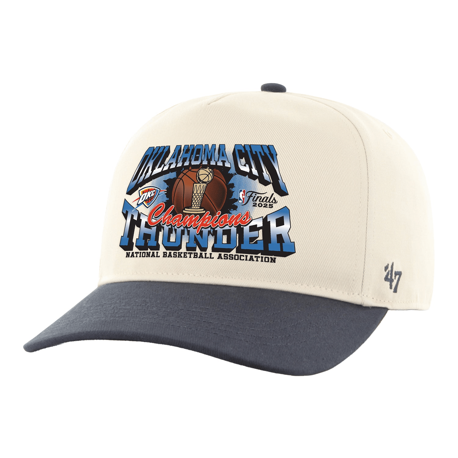 OKC Thunder Championship Hat 47 Brand White 2025 NBA Championship Merch Gifts For Dad-1
