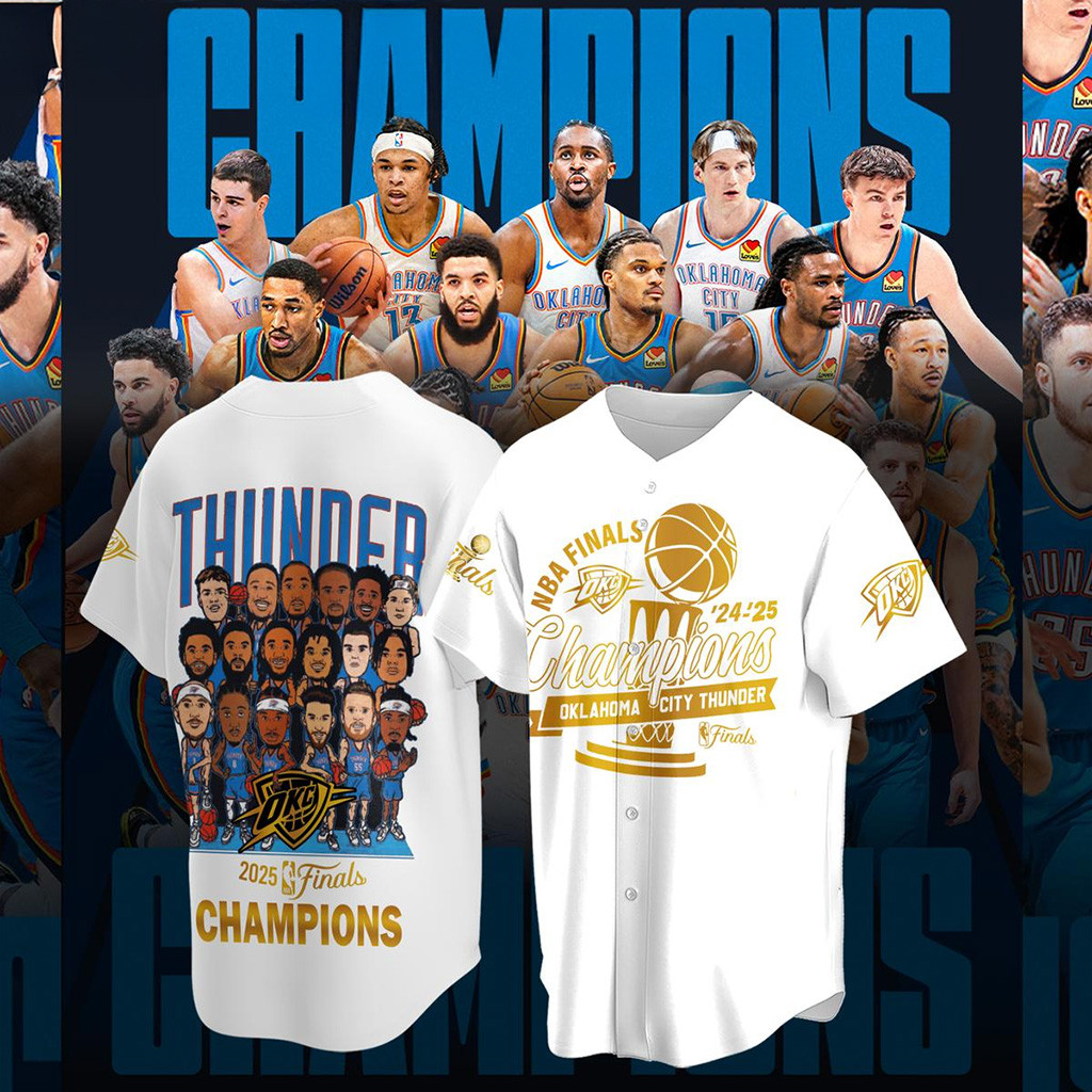 OKC Thunder Championship Jersey Shirt White 2025 NBA Champions Merch Gifts For Dad-1